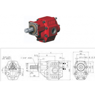 Gear pump Binotto NPGH-150 TANDEM ASAE L